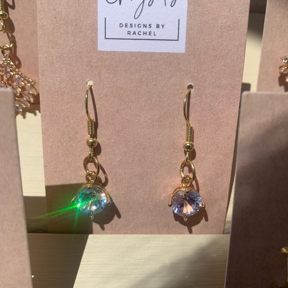 Cubic Zirconia Gold Earrings